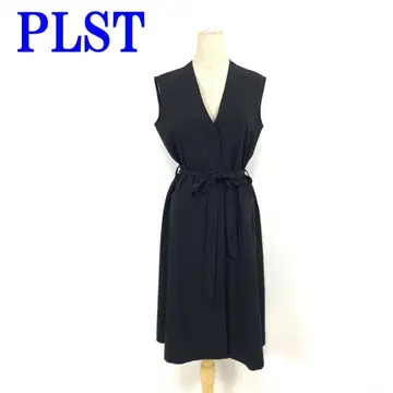 PLST 플라스테 롱 기장 베스트 블랙 폴리에스테르 M C3546
