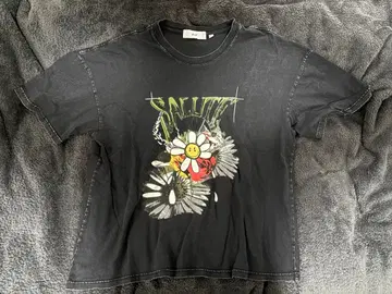 Salute 블랙 꽃무늬 T셔츠 L