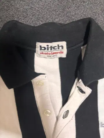 bitch skateboards 피케 셔츠 블랙 화이트 스트라이프
