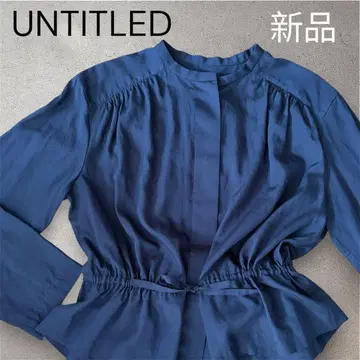 새상품 UNTITLED 언타이틀 네이비 허리 리본 블라우스 긴팔