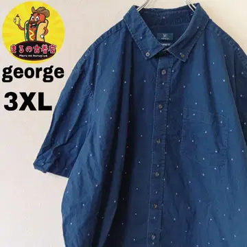 USA 구제 의류 george 반팔 버튼 셔츠 3XL 네이비 화이트