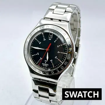 SWATCH 스와치 남성용 손목시계 블랙 스테인리스 실버 데이트