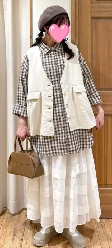 사만사 모스모스 V넥 오버 베스트 아이보리