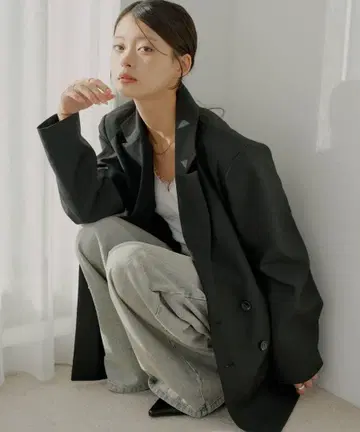 정가 10780엔 [Chico] 빅 숄더 루즈 정장 자켓 봄 코디