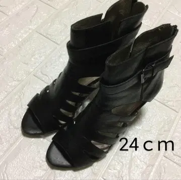 새상품급 펌프스 샌들 블랙 천연 가죽 하이힐