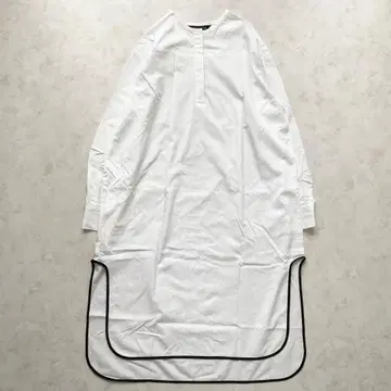 23SS 미즈이로 인드 바이컬러 헴 셔츠 원피스 밴드 카라 화이트