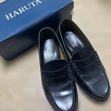 HARUTA 블랙 가죽 로퍼 26cm