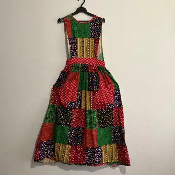 패치워크 패턴 에이프런 원피스