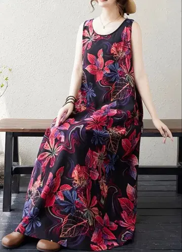 성숙/러블리 체형 커버 A라인 드레스 [미사용 새상품] Lsize