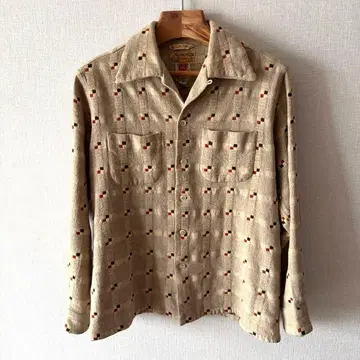 40s 50s 빈티지 울 박스 오픈 카라 셔츠