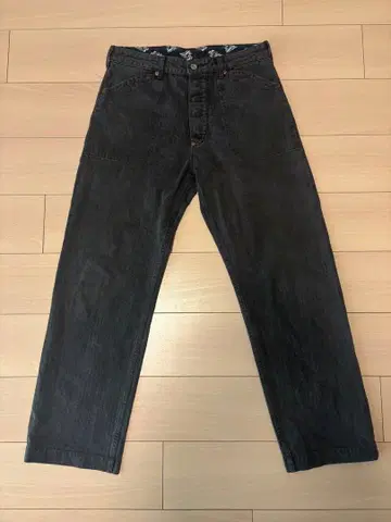 모모타로 진스 헤링본 워크 팬츠 블랙 W32