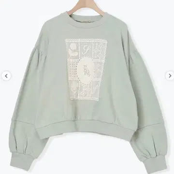 사만사 모스모스 쭈리 CAT 패턴 부품 레이스 맨투맨 민트