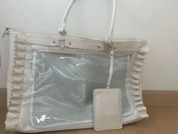 자카마트 A3 인조 가죽 프릴 토트백 화이트 이타백
