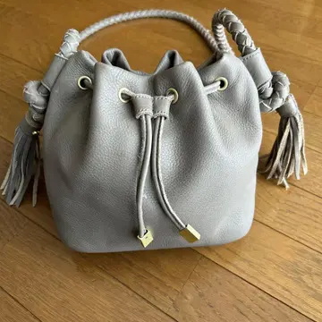 뷰레 프린지 숄더백 그레이지 천연 가죽 미니백 복조리형
