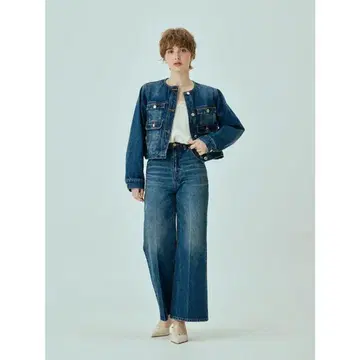 택 포함 새상품 EIMY ISTOIRE 비트 데님 팬츠 (BLUE) 23