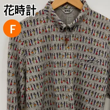 꽃 시계 상의 긴팔 하프 지퍼 셔츠 그레이 일본제 [ CT2197 ]