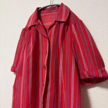 USED 빈티지 셔츠 스트라이프 레트로 90's 올 패턴