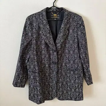 LEILIAN 블랙 올 패턴 자켓 빅 사이즈 다마스크 무늬