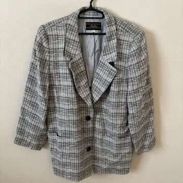 LEILIAN 블루 체크 트위드 얇은 소재 빅 사이즈 자켓