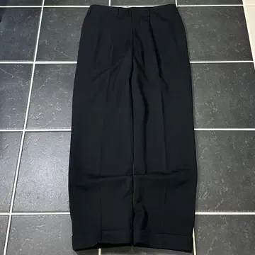 50s-60s 빈티지 [ 울 개버딘 와이드 스트레이트 슬랙스 블랙 ]