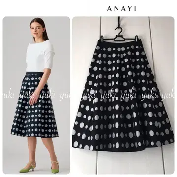 ANAYI 도트 자카드 턱 스커트 38