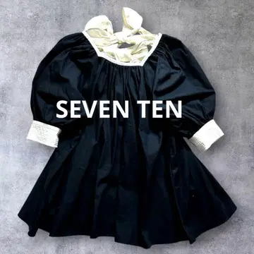 세븐텐 새상품급 백리본 퓨어 퍼프 슬리브 반팔 코튼 블라우스 바이컬러