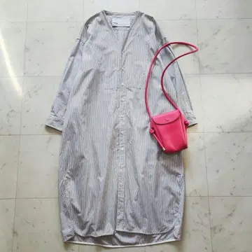 티카 정가 3만 셔츠 원피스 면 스트라이프 그레이 루즈핏 일본제