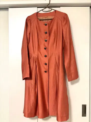 색감 주의 ANAYI 아나이 스프링 코트 살몬 핑크 오렌지 광택