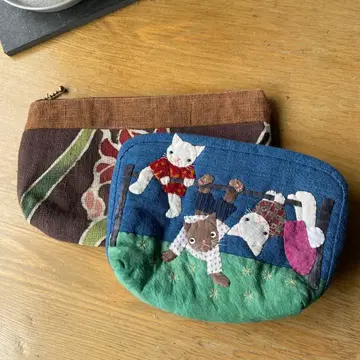 패치워크 파우치 작가 염색 2점 세트