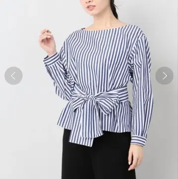 spick and span 스피크 스팬 스트라이프 셔츠 허리 리본