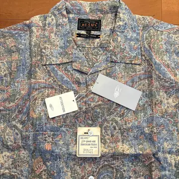 택 포함 미사용 새상품 BEAMS 하와이안 셔츠 XL 블루