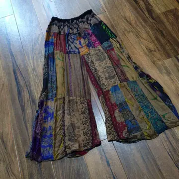 멀티 컬러 패치워크 와이드 팬츠