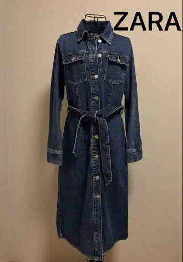 ZARA 벨트 데님 원피스 긴팔 Lsize