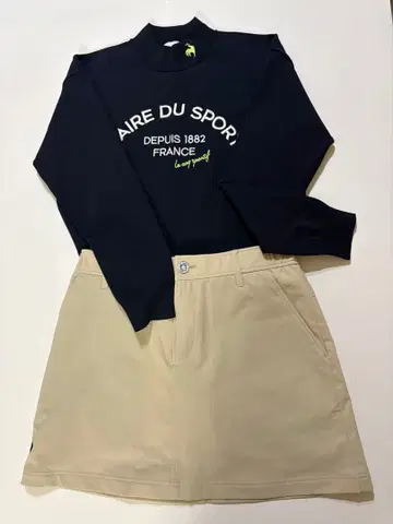 르꼬끄 스포르티브 스커트 세트 네이비 베이지