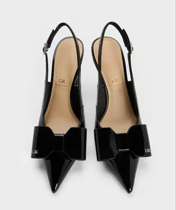 Lu 루 가죽 보우 블레이드 힐 슬링백 펌프스