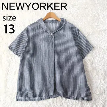 뉴요커 내추럴 스트라이프 숄카라 블라우스 셔츠 반팔 13