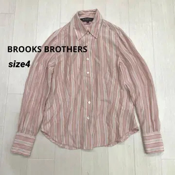 BROOKS BROTHERS 실크 스트라이프 셔츠 블라우스 4 핑크