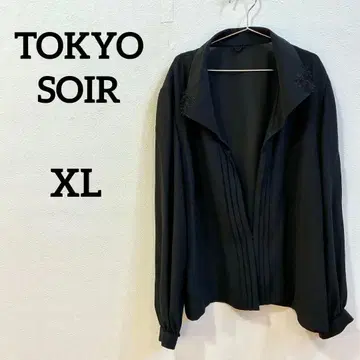 TOKYO SOIR 포멀 블라우스 15호 블랙 꽃 자수 빅 사이즈