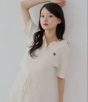 Chico 치코 레이어드 케이블 자수 폴로 니트