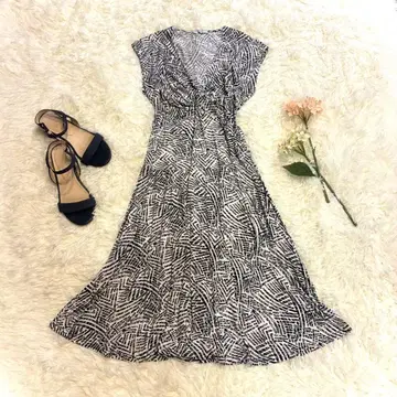 A252 에제리 올 패턴 스트레치 저지 원피스 XL T4 프랑스제