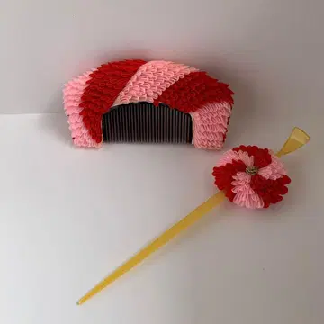 마이코 머리 장식 빗 꽃빗 핑크 빨강 1
