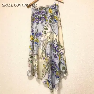 GRACE CONTINENTAL 비대칭 롱 스커트 꽃무늬