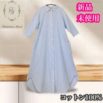 사만사 모스모스 미사용 새상품 패턴 모듬 셔츠 원피스 스트라이프 블루