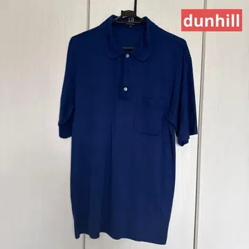 던힐 네이비 피케 셔츠 반팔 왼쪽 가슴 포켓