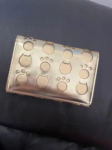 츠모리치사토 카드 케이스 멀티 케이스 패스 케이스 지갑 고양이 골드