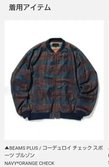 BEAMS PLUS 코듀로이 체크 블루종 XL