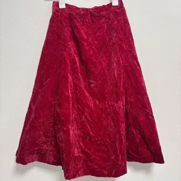 플레어 스커트 [ S ] 와인 레드 벨로아풍 무릎 기장 심플 두꺼운 원단