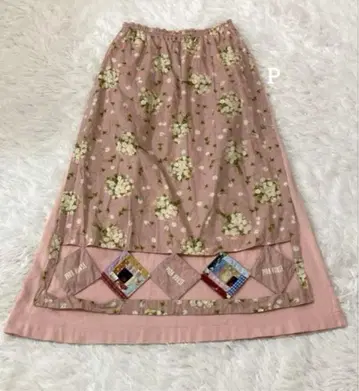 핑크하우스 에이프런 포함 스커트 패치워크 핑크