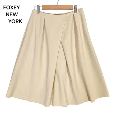 FOXEY NEW YORK 플레어 스커트 베이지 40 턱 무릎 기장