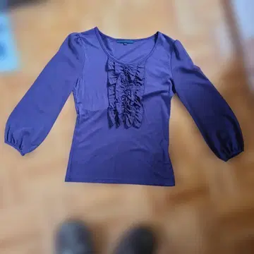 ANAYI 보라색 프릴 긴팔 상의 38